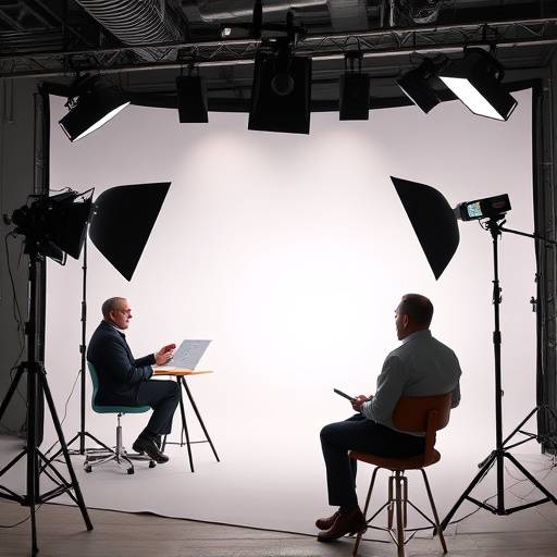 Professionel interviewstudie med stjernebelysning